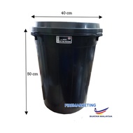 Plastic Dustbin With Cover / Tong Sampah Plastik Hitam Dengan Penutup