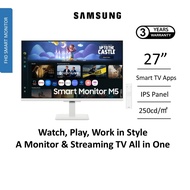 SAMSUNG 27inch Smart Monitor with TV Apps Full HD M5 M50F | 27" LS27FM501EEXXS White