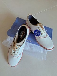 Keds classic triple white Baseball Canvas leather flats shoes 小白皮鞋