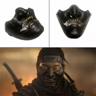 Hot Cosplay Ghost of Tsushima Sakai Half Face Samurai Mask Black Halloween Props Accessory