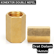 Konektor Double Drat dalam Double Nepel Ukuran Drat 14mm