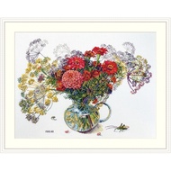 MK-210A Zinnia and Dill Embroidery Kit Authentic 1 Cross-Stitch No Print On Fabric Merejka Brand
