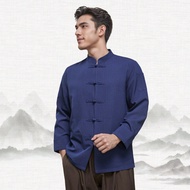 เสื้อยูนิฟอร์มพ่อครัว แขนยาว สีน้ำเงิน แบบหมวกจีน ทนทาน สะดวกซักล้าง ทนปัด ผ้าใส่สบาย ไม่ตก สีไม่ซีด