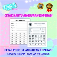 Cetak Kartu Angsuran Koperasi / Promise / Cetak Promise / Bahan HVS warna