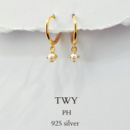 TWY Elaine Pearl Huggie Earring - 925 Sterling Silver with 14K Gold Vermeil