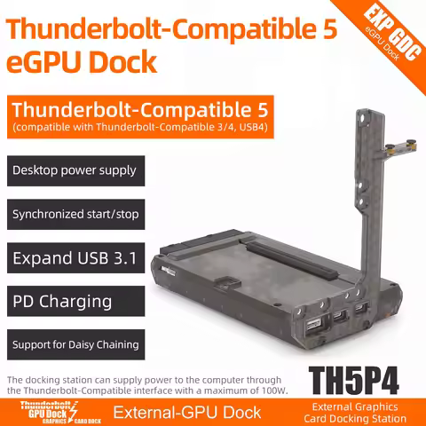NEW TH5P4 Thunderbolt5-compatible GPU Dock PD 100W JH9480 USB3.1 Expansion ASF Holder for Laptop to 