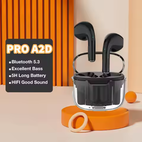 A2D TWS Wireless Bluetooth Headphones 5.3 Bluetooth Earphones Fully Transparent Headset with Mic for