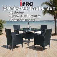 IPRO Set Meja Makan Outdoor Chair and Table Set Balcony Garden Table Chair Kerusi Rotan Taman Moden