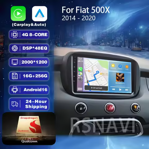 Android 16 Carplay Auto Car Radio BT Multimedia Player For Fiat 500X 2014 - 2020 Smart Autoradio Ste