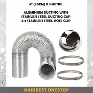 8" X 3M ALUMINIUM DUCTING HOSE WITH S/STEEL DUCTING CAP &amp; 2S/STEEL HOSE CLIP