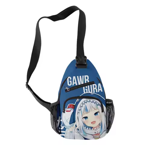 Cartoon Youthful Gawr Gura Cute Shark Boys/Girls 3D Print Chest Bags Oxford Waterproof Sports Crossb