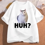 COD Funny Cat Meme Graphic Print T Shirts Men Women Huh Cat Humor Cute Kawaii Meme T-shirts Male Cas