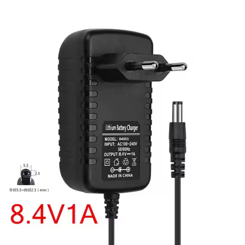 8.4V 1A Charger for 8.4V 1000MA 2S 18650 Lithium Battery Charger for Screwdriver Female Battery Sock