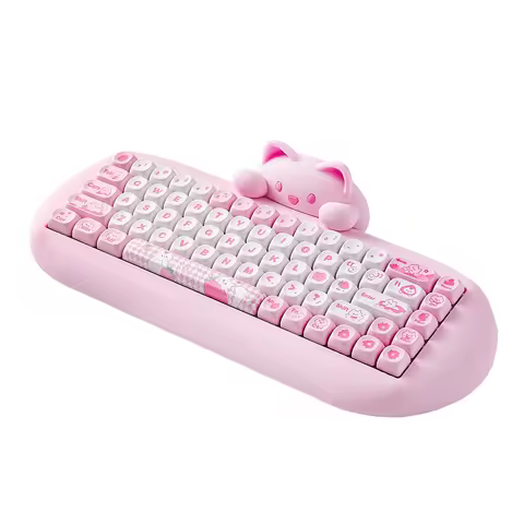 YUNZII C68 Wireless Gaming Keyboard, Hi-Fi Cute Cat Custom RGB Mechanical Keyboard, Silicone 65% Hot
