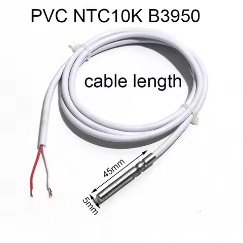 1PC NTC10K B3950 Thermocouple Temperature Sensor Resistance 5*45mm Waterproof PVC Wire 0.5M 1M 2M 3M