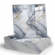 8pcs 11.81in*11.81in 0.7㎡ Smooth Blue Marble Pattern Ceramic Tile Stickers, Waterproof & Moisture-Pr