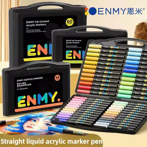 ENMY 1/24/80 Colors Direct Liquid Acrylic Markers Soft Tip Blendable Non-Transparent Art Markers Sch