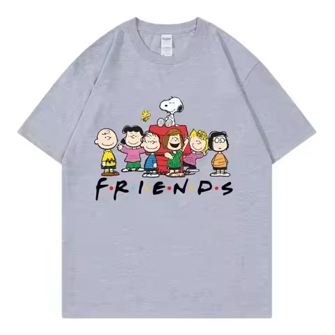 Snoopy Friends Cartoon Anime Women T-shirt Summer Short Sleeve 100% Cotton Men Tee Shirts Tops 2025 