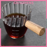 [Szluzhen3] Espresso Cups with Wood Handle 90ml Espresso Measuring Cup Glass for Office