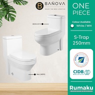 [Limit to 1 Unit Per Order] BANOVA One Piece WC Toilet Bowl S-Trap Wash Down Water Closet 10 Inch 250mm