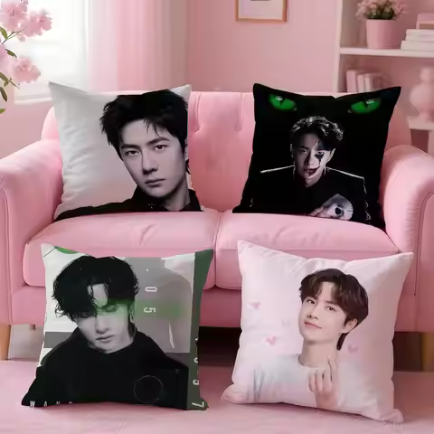 w-W-Wang Y-Yibo Pillow Case Anti-dustmite Pillow Invisible zipper silky short plush Sofa cushion cov
