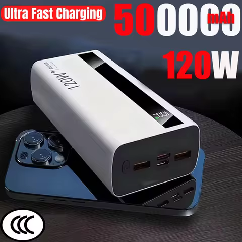 120W 500000mAh Power Bank High Capacity Super Fast Charging Power Bank Portable Battery Charger For 