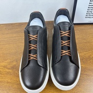 OVCO ZEGNA Men's White Shoes Casual Sports Shoes Genuine Leather Slip-On Leather Shoes Cross Laced-U