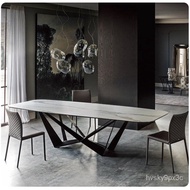 ⭐Affordable⭐stainless steel Dining Room Set Home rectangle minimalist modern marble dining table and 6 chairs mesa de ja