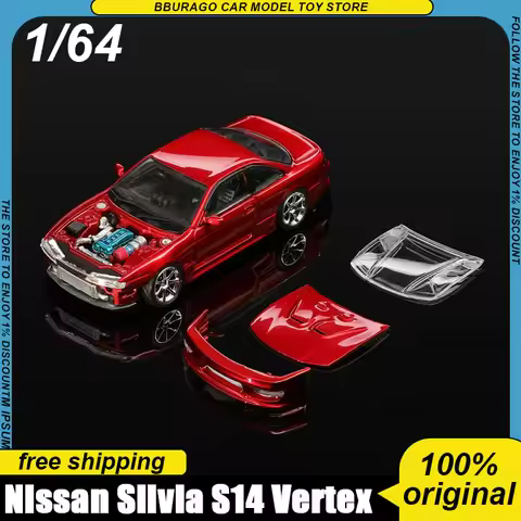 Mortal 1:64 Nissan Silvia S14 Vertex Metallic Red Hec Limited 999pcs Diecast Model With Engine Modul