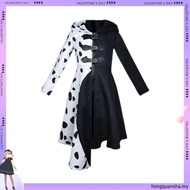101 Dalmatians Cruella de Vil Black & White Halloween Cosplay Dress