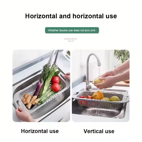 1pc drain basket bowl rack household kitchen sink storage rack dishwashing sink retractable sink sto