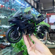 Mô hình xe Kawasaki Ninja H2 & H2R tỉ lệ 1:9 HUA YI có đèn âm thanh