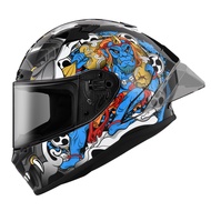 [ZEUS Official Merchandise ZS-826 BK16 Black Blue Full Face Helmet Big Duck Tail Deflector Double D 