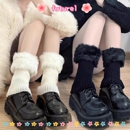 FUTUREE Fur Boots Cover, Knitted Solid Color Leg Warmers,  Thickened Harajuku Pile Sock Women