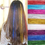 Csndices 120 Strands Hair Tinsel Silk Hair Flare Strands Glitter Rainbow Hair Decor VN