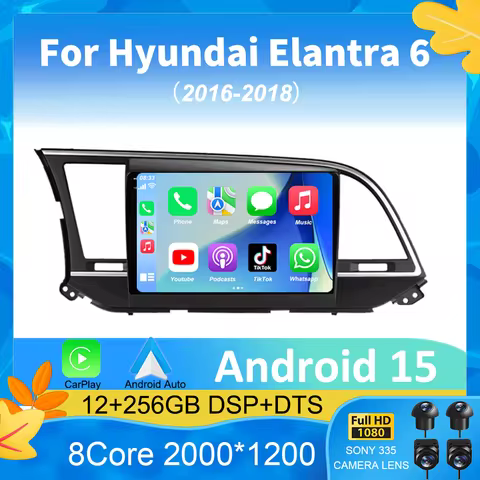 Android 15 Car Radio for Hyundai Elantra 6 2016 - 2018 Player Multimedia Video Stereo GPS Navigation