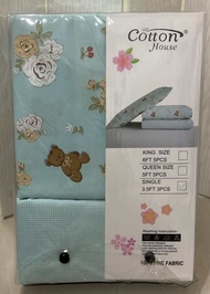 ผ้าปูที่นอนลายดอกไม้ แบรนด์ Cotton House รุ่นผ้าไข่มุกญี่ปุน ขนาด 6 ฟุต 5 ฟุต 3.5ฟุต มี 5 ชิ้น ปลอกห