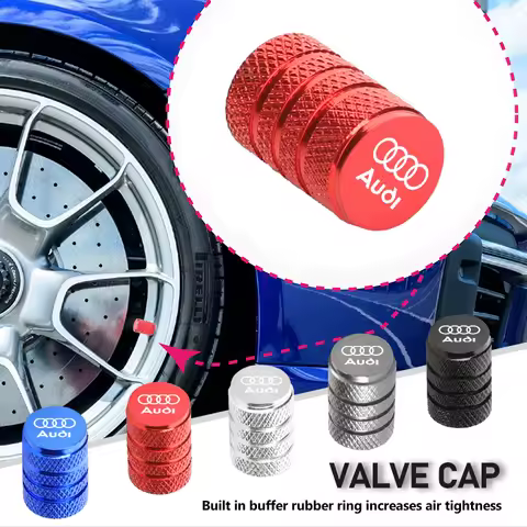4pcs Car Tire Valve Stem Cover Aluminum Wheel Air Valve Cap For Audi Sline A6 Q7 A7 A8 A3 RS A1 A5 A