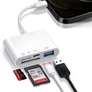 4 合 1 USB 讀卡機 Lighting 轉 USB C 轉 USB 隨身碟、SD、TF 記憶卡 OTG 纜線轉接器充電轉換器適用於 iPhone gawckp 4 in 1 USB Card R