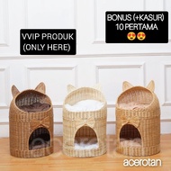 Rattan Cat And Dog Cage House Ear Level Tower Free 2 Mattresses