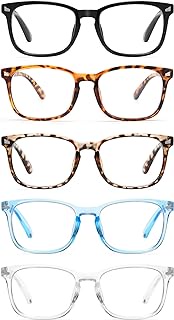 CCVOO 5 Pack Reading Glasses Blue Light Blocking, Filter UV Ray/Glare Computer Readers Fashion Eyeglasses Women/Men