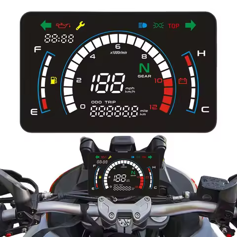 LED Digital Motorcycle Speedometer Adjustable Motorbike Dashboard Larger Board Digital Meter Speedom