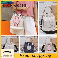 【Ins】COACH Big promotion women's bucket bag exquisite lychee pattern handbag one shoulder sling bag 4100 4102 4101