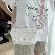 Mocorie - Cherratey Coquette Ribbon Lace Sling Bag Coquette Ribbon Motif Sling Bag Coquette Pink Rib
