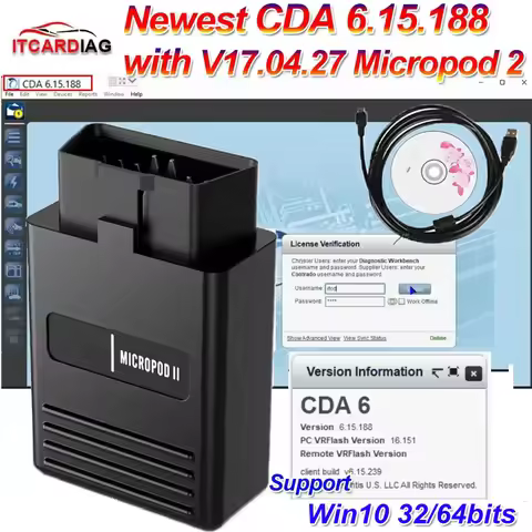 NEW CDA6 CDA 6.15.188 Work with MicroPod 2 MicroPod2 Scanner EDITING for DODGE/CHRYSLER/JEEP Support