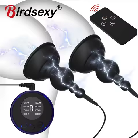 Electric Shock Nipple Sucker Enlarger Nipple Clamp Pussy Pump Clit Clip Vacuum Stimulate Breast Enla