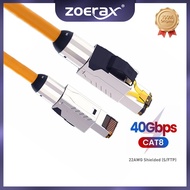 ZoeRax Cat8 Ethernet Patch Cable S/FTP 22AWG Double Shielded Solid Cable  2000Mhz 2Ghz 40Gbps  5th-G