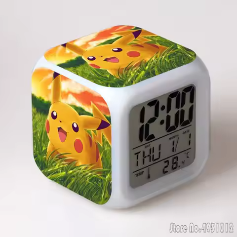 Anime Cartoon Pok é mon Cartoon Alarm Clock Creative Student 8x8x8cm LED Cube with Colorful Light Di