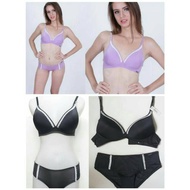 Bra without wire bra set with panty Rheto style Manis color Lila and Iron Grey size 32B 32C 34A 34B 