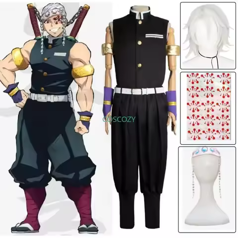 Anime Uzui Tengen Cosplay Costume Demon Killer Team Uniform Men Adult Carnival Anime Clothes Wig Tat